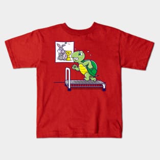 Motivation Funny Turtle Animal Gym Workout Cartoon Kids T-Shirt